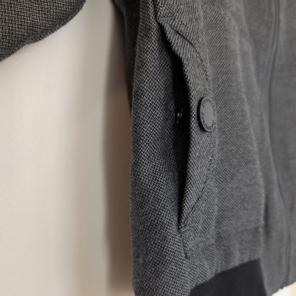 Democracy Banded Bomber Jacket Lightweight Gray Black Medium - Picture 8 of 16